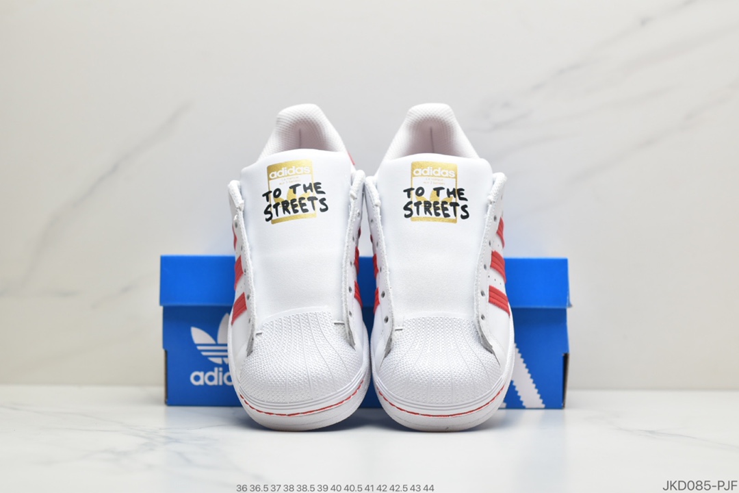 160 公司级adidas originals superstar laceless 阿迪达斯三叶草2020无鞋带一鞋两穿情侣款运动板鞋 白/红杠 FV2803