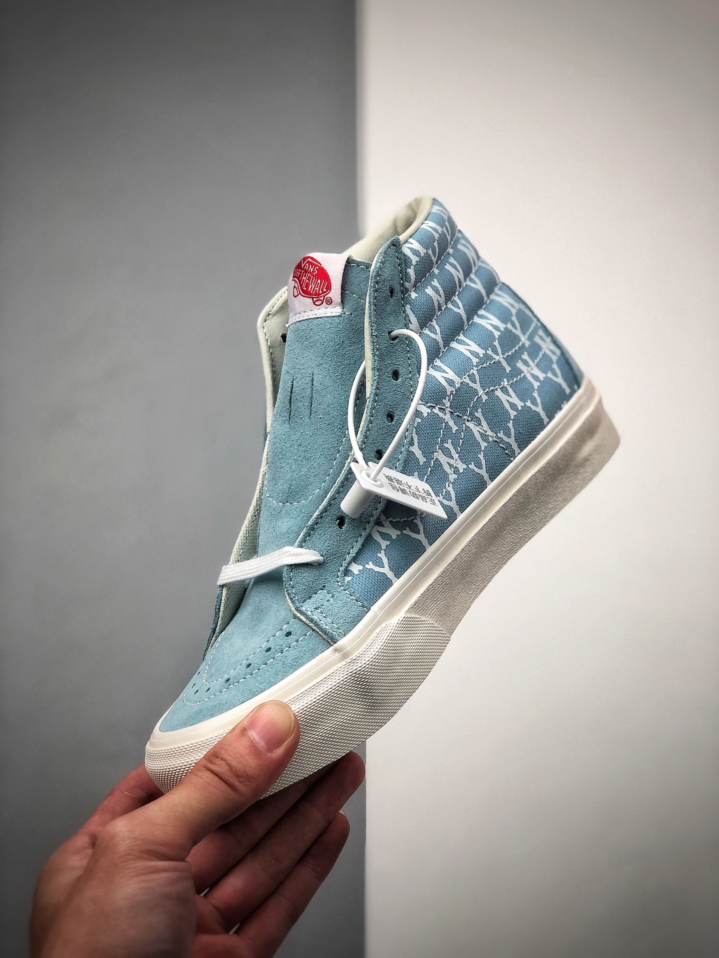 160  【Moya美国代购】Vans万斯Yankes 洋基队合作款高帮帆布鞋休闲鞋SK8天蓝色Ny联名高帮男女休闲帆布鞋 型号HJ018
