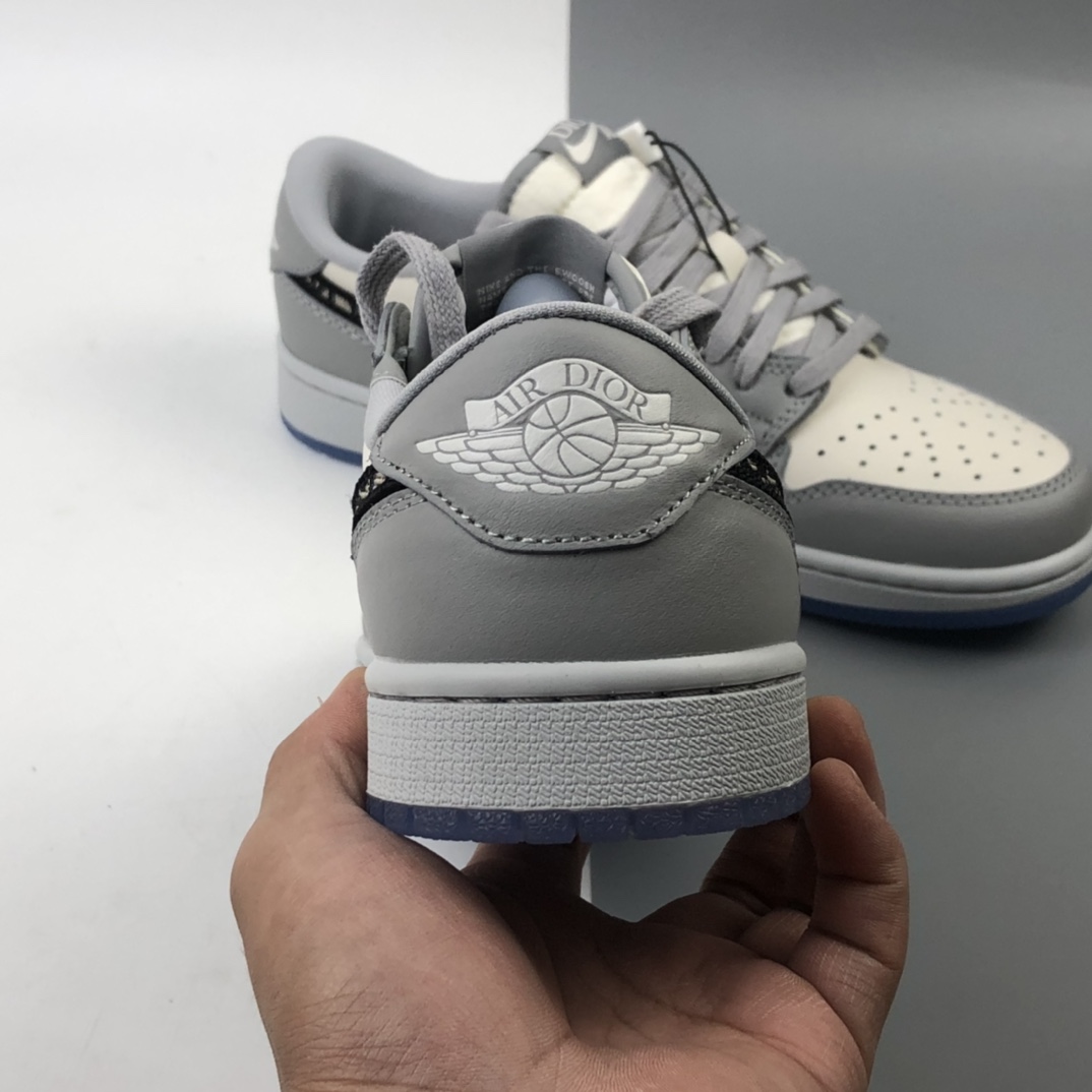 300 Dior x Air Jordan 1 Low AJ1 乔1迪奥联名白灰低帮 CN8608-002