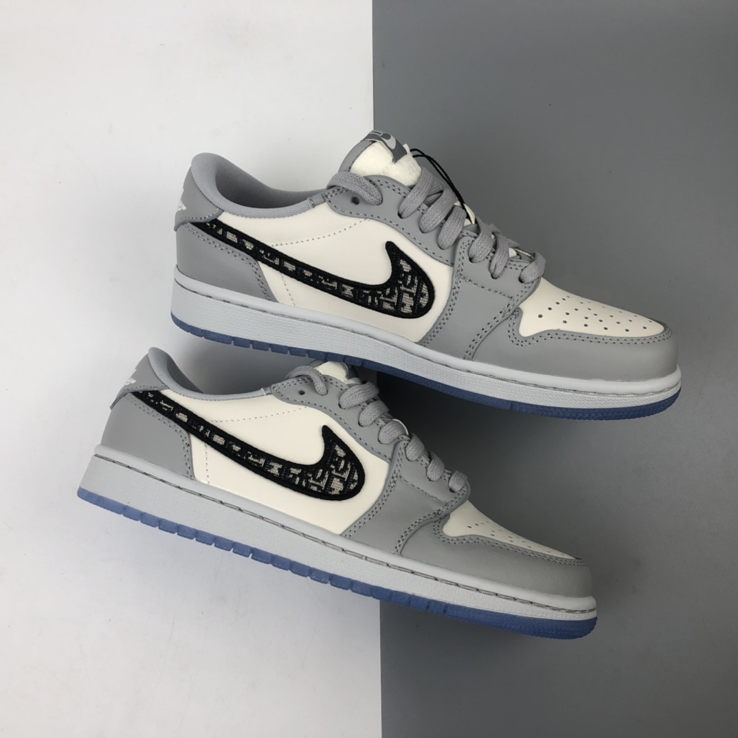 300 Dior x Air Jordan 1 Low AJ1 乔1迪奥联名白灰低帮 CN8608-002