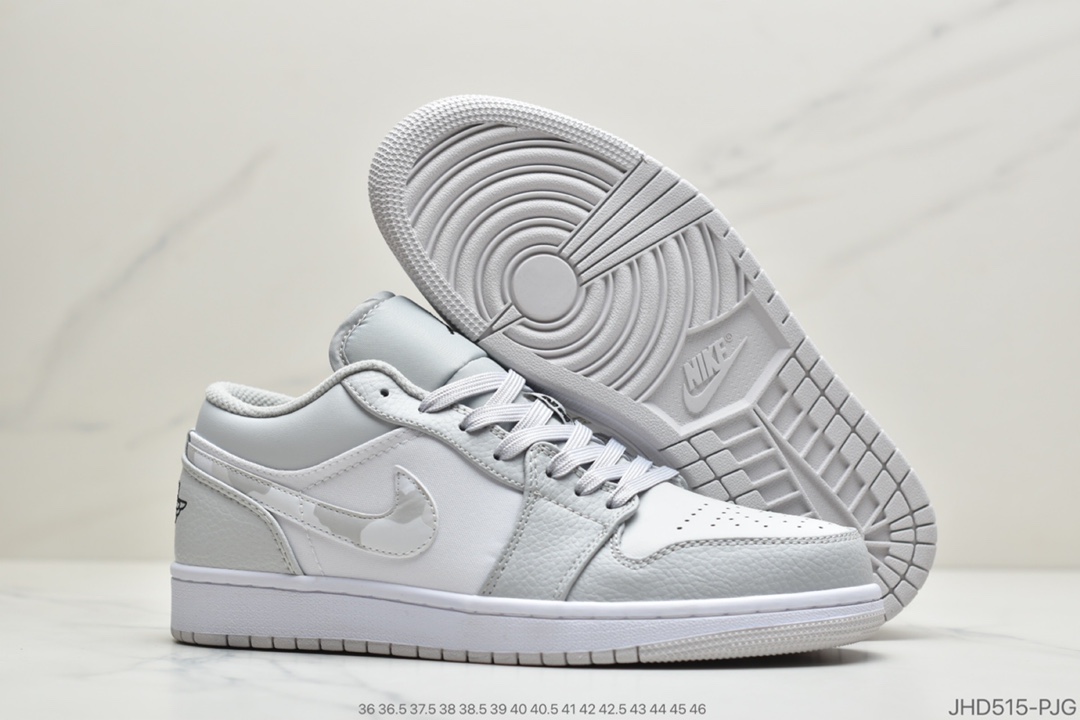190 公司级浅灰色 Air Jordan 1 Low “White Camo”迷雾灰白色帆布鞋DC9036-100