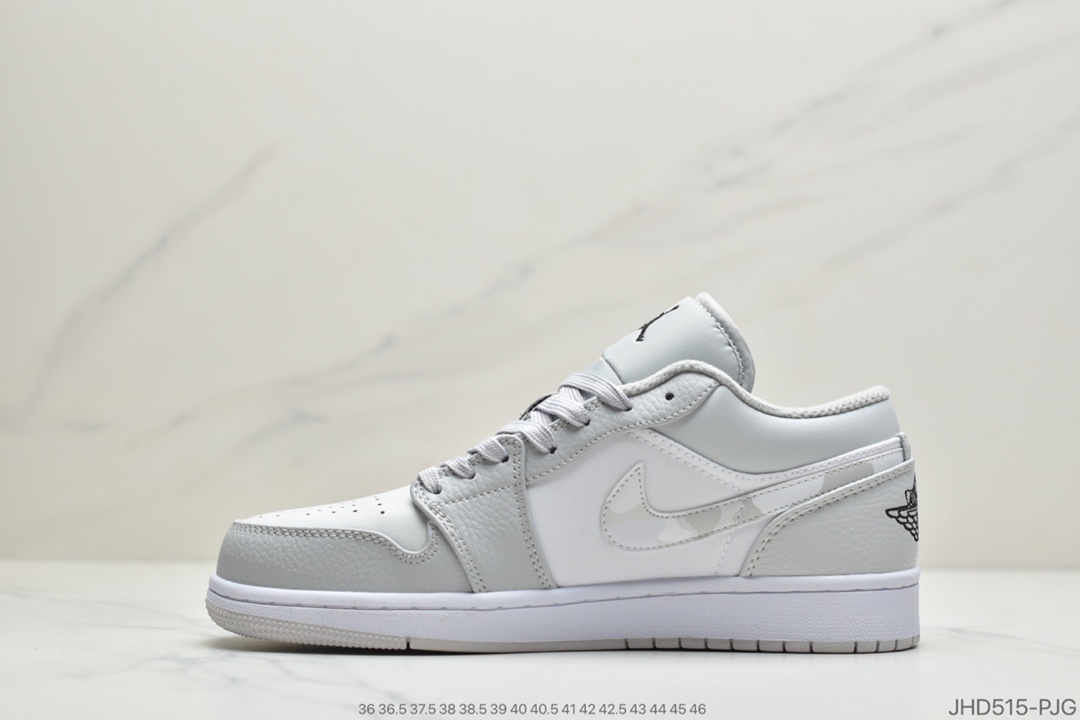 190 公司级浅灰色 Air Jordan 1 Low “White Camo”迷雾灰白色帆布鞋DC9036-100