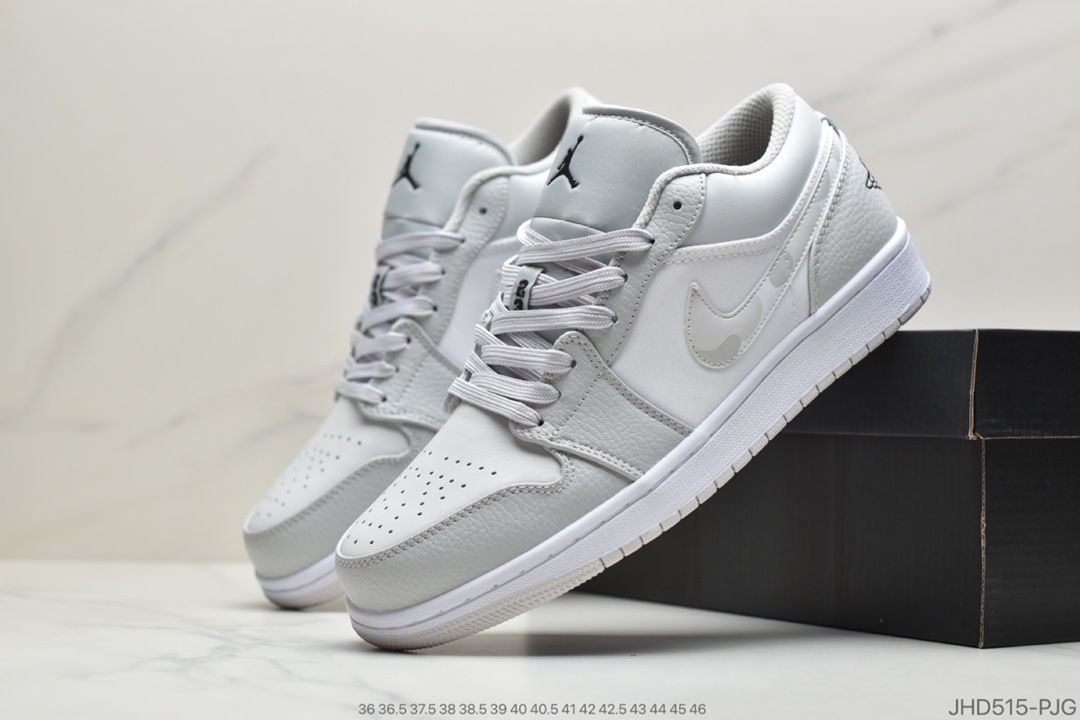 190 公司级浅灰色 Air Jordan 1 Low “White Camo”迷雾灰白色帆布鞋DC9036-100