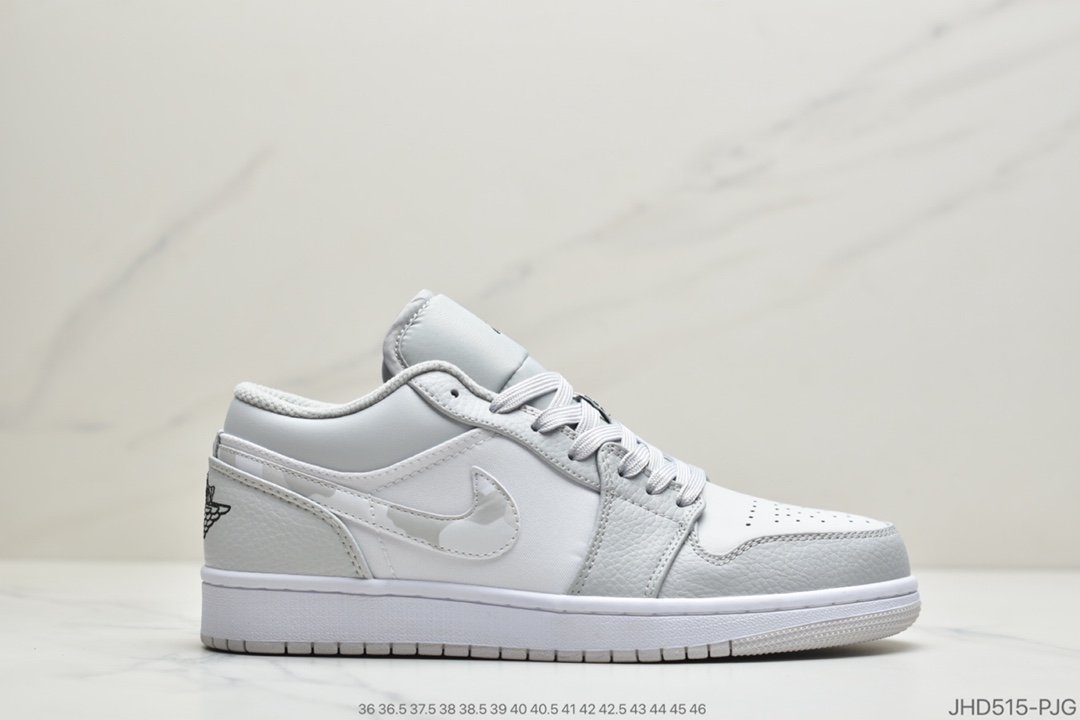 190 公司级浅灰色 Air Jordan 1 Low “White Camo”迷雾灰白色帆布鞋DC9036-100