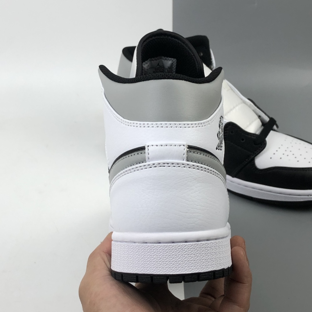 240 Air Jordan 1 Retro Mid”White Shadow”AJ1乔丹一代中帮经典复古文化休闲运动篮球鞋“熊猫黑白灰影子”554724-073