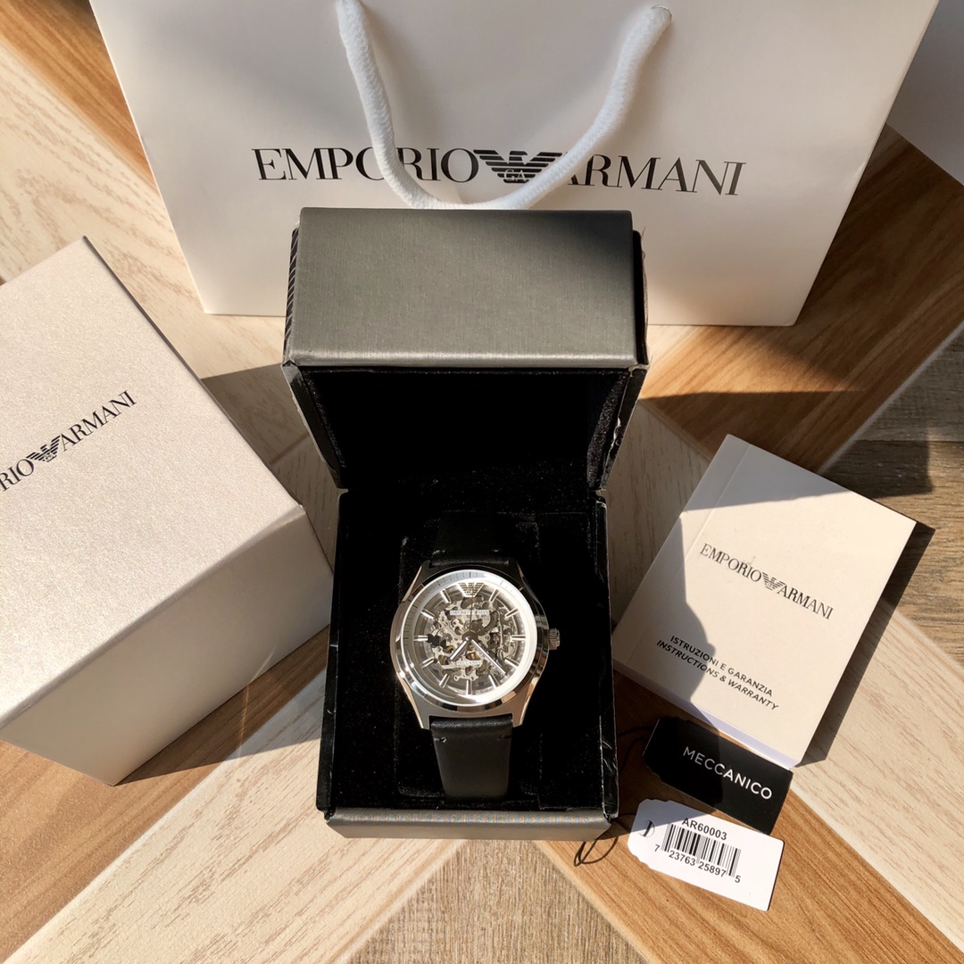 Reloj mecánico Armani para hombre Modelo: AR60003, reloj mecánico completamente automático, diseño hueco delantero y tr…