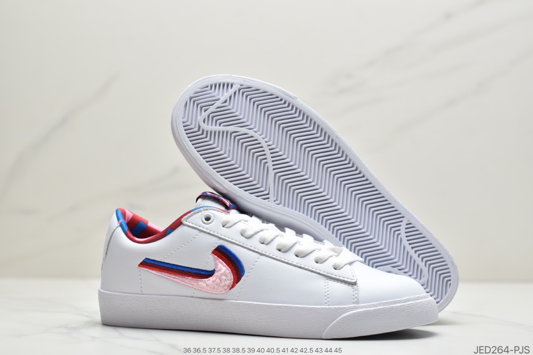150 公司级 这双「叠钩」必须拿下荷兰街头品牌 再度联乘Parra x Nike SB Blazer GT开拓者低帮经典百搭休闲运动板鞋“白皮马戏团三色彩钩”官方货号#CN4507-100