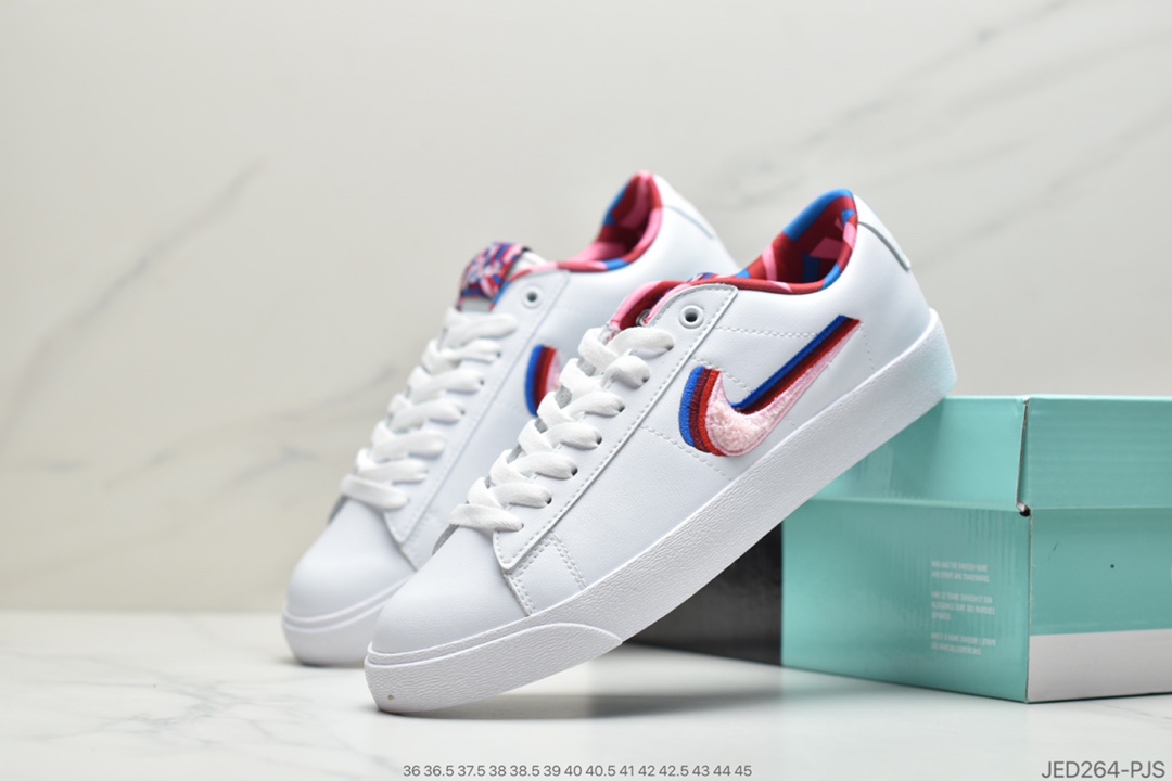 150 公司级 这双「叠钩」必须拿下荷兰街头品牌 再度联乘Parra x Nike SB Blazer GT开拓者低帮经典百搭休闲运动板鞋“白皮马戏团三色彩钩”官方货号#CN4507-100