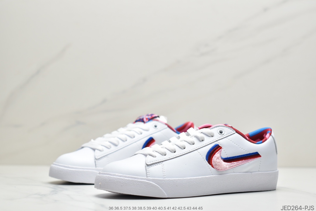 150 公司级 这双「叠钩」必须拿下荷兰街头品牌 再度联乘Parra x Nike SB Blazer GT开拓者低帮经典百搭休闲运动板鞋“白皮马戏团三色彩钩”官方货号#CN4507-100