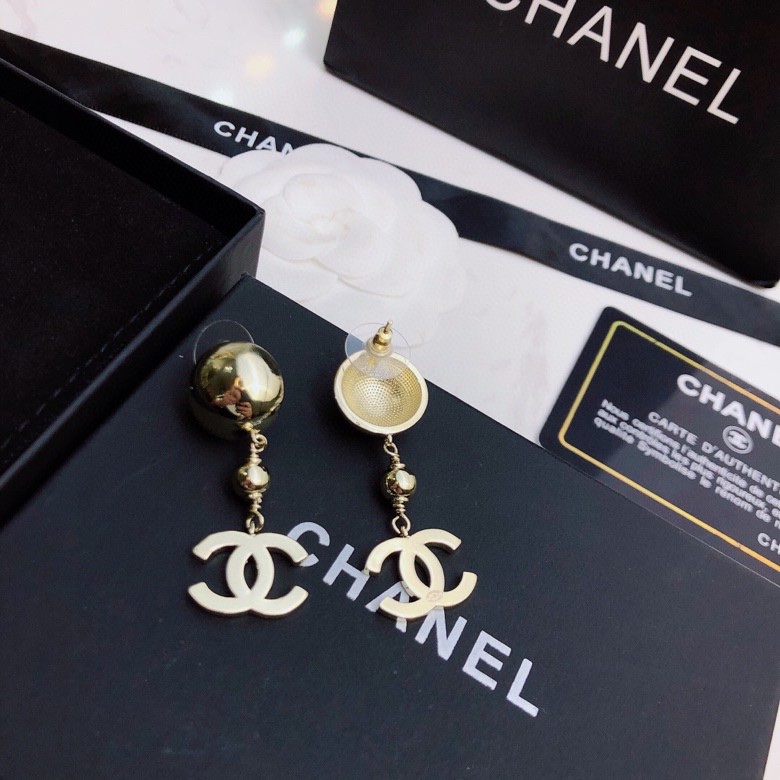 Chanel CC Drop Ball Earrings earrings gold tone metal 4 5cm drop length