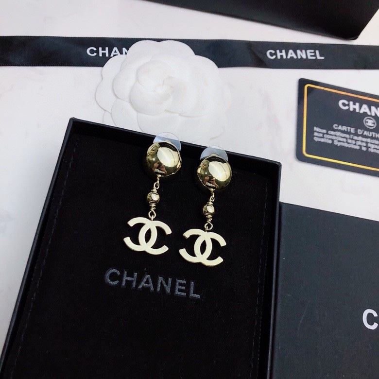 Chanel CC Drop Ball Earrings earrings gold tone metal 4 5cm drop length