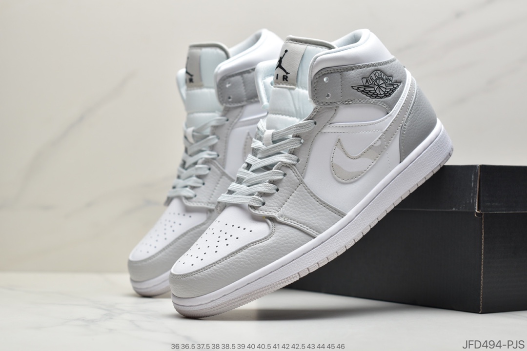 170 公司级浅灰色 Air Jordan 1 Low “White Camo”迷雾灰白色帆布鞋DC9036-100