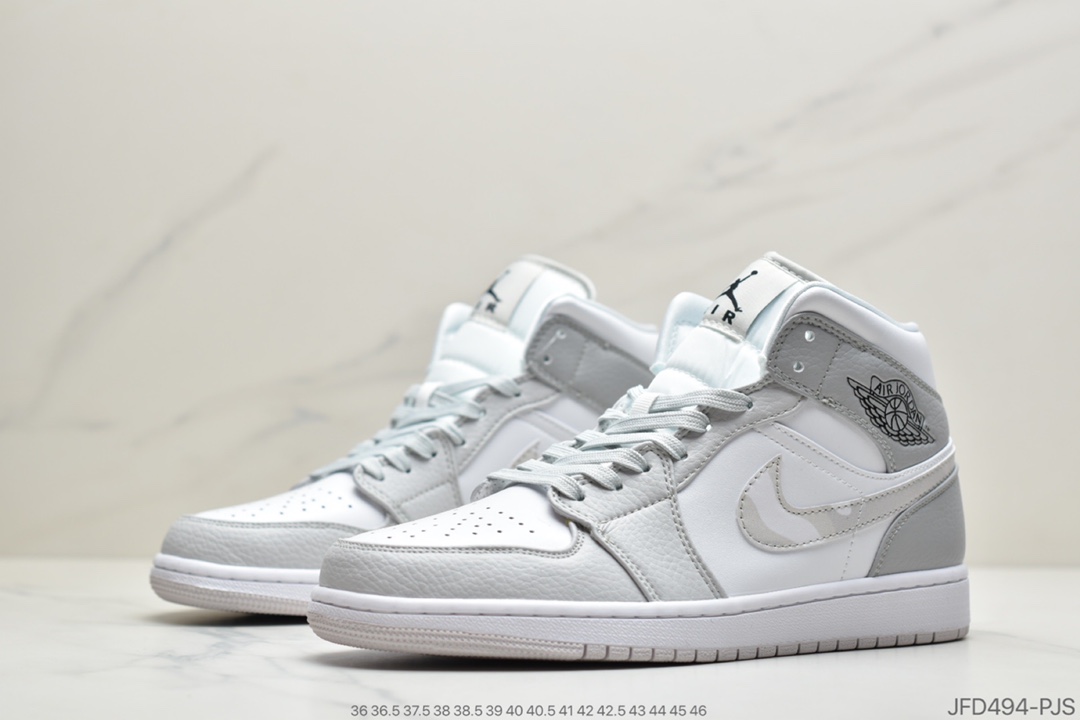 170 公司级浅灰色 Air Jordan 1 Low “White Camo”迷雾灰白色帆布鞋DC9036-100
