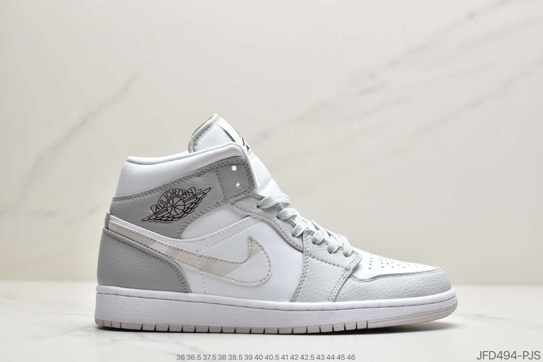 170 公司级浅灰色 Air Jordan 1 Low “White Camo”迷雾灰白色帆布鞋DC9036-100