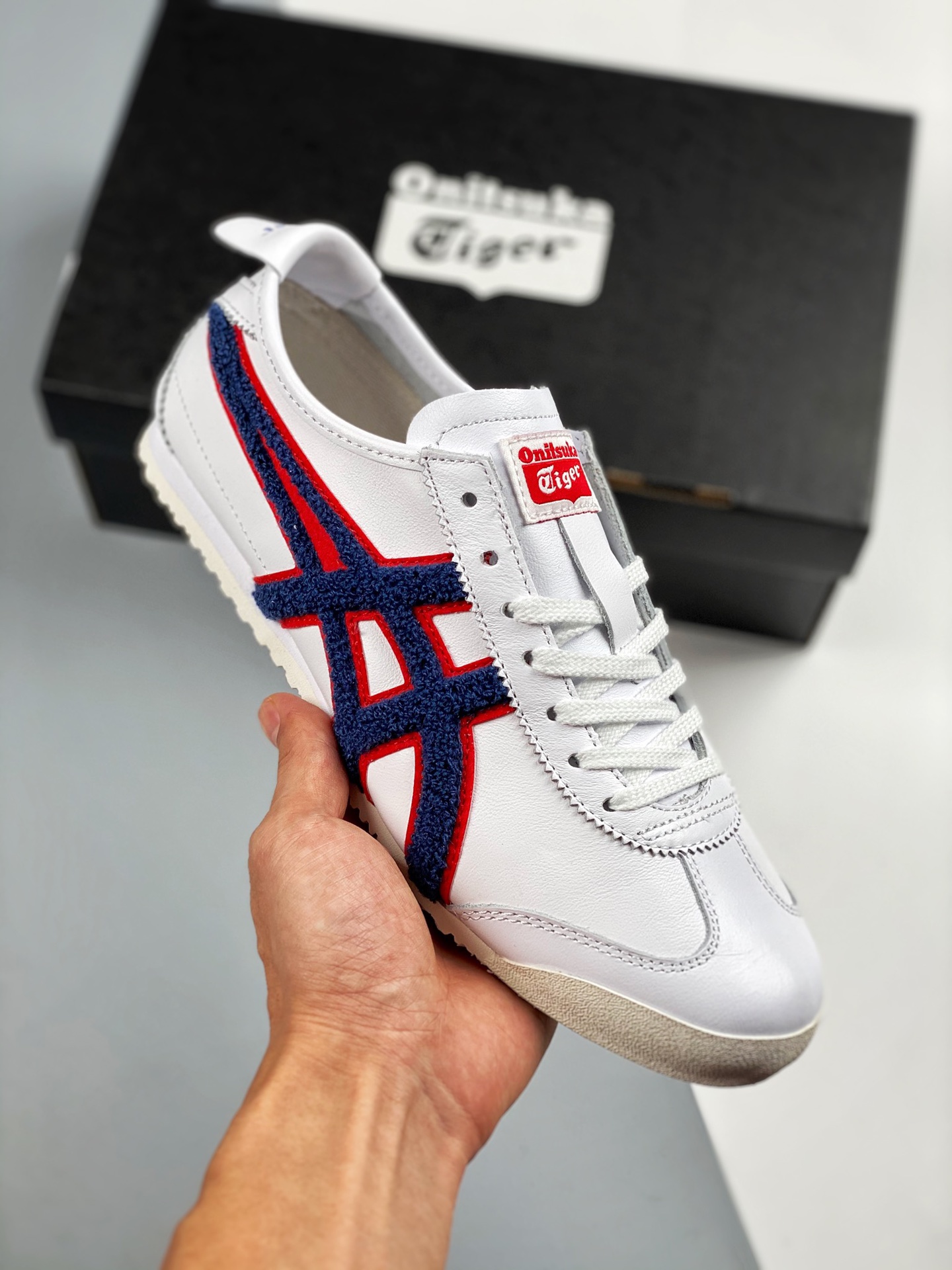 Asics Onitsuka Tiger color blanco, versión escaneable, etiqueta original de piel de cordero de primera capa, …