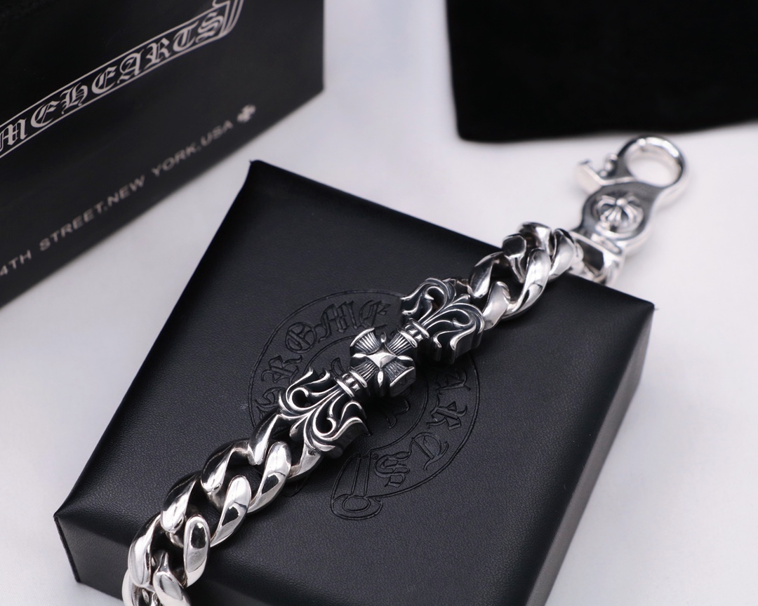 Chrome Hearts Hearts克罗心 十字藤花泰银手链 霸气款 男款高端品质手链