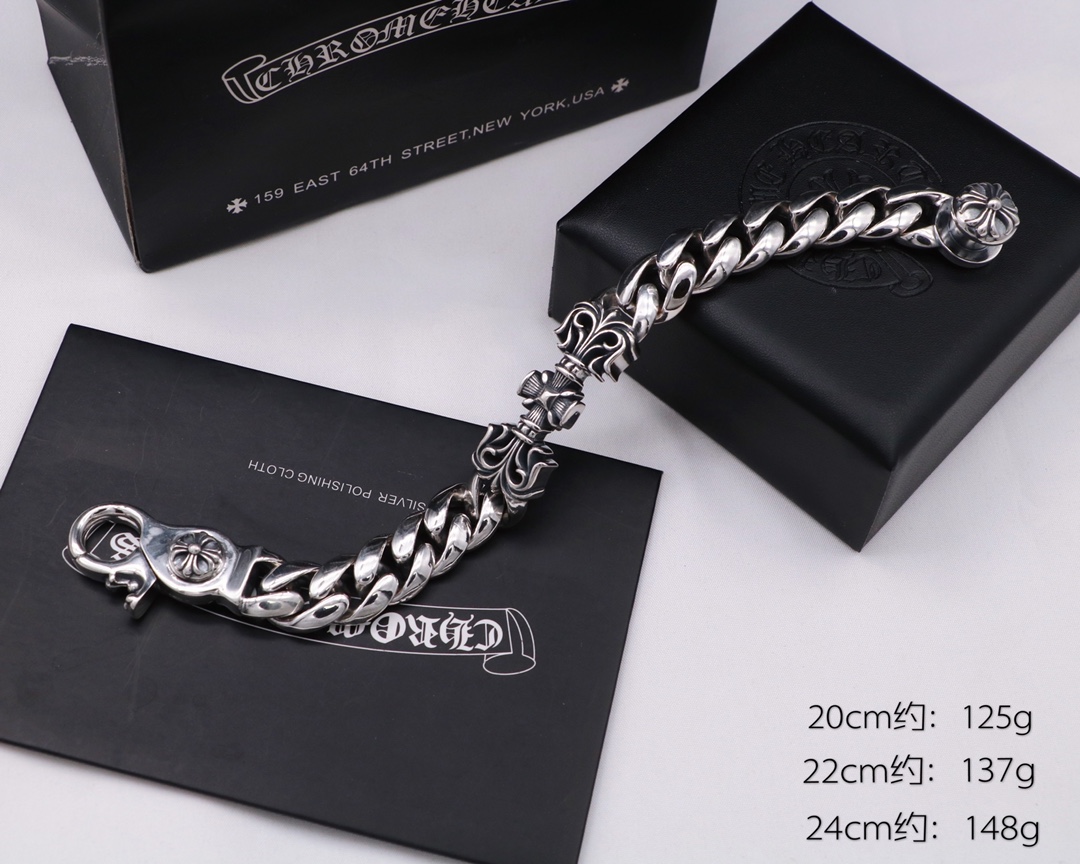 Chrome Hearts Hearts克罗心 十字藤花泰银手链 霸气款 男款高端品质手链