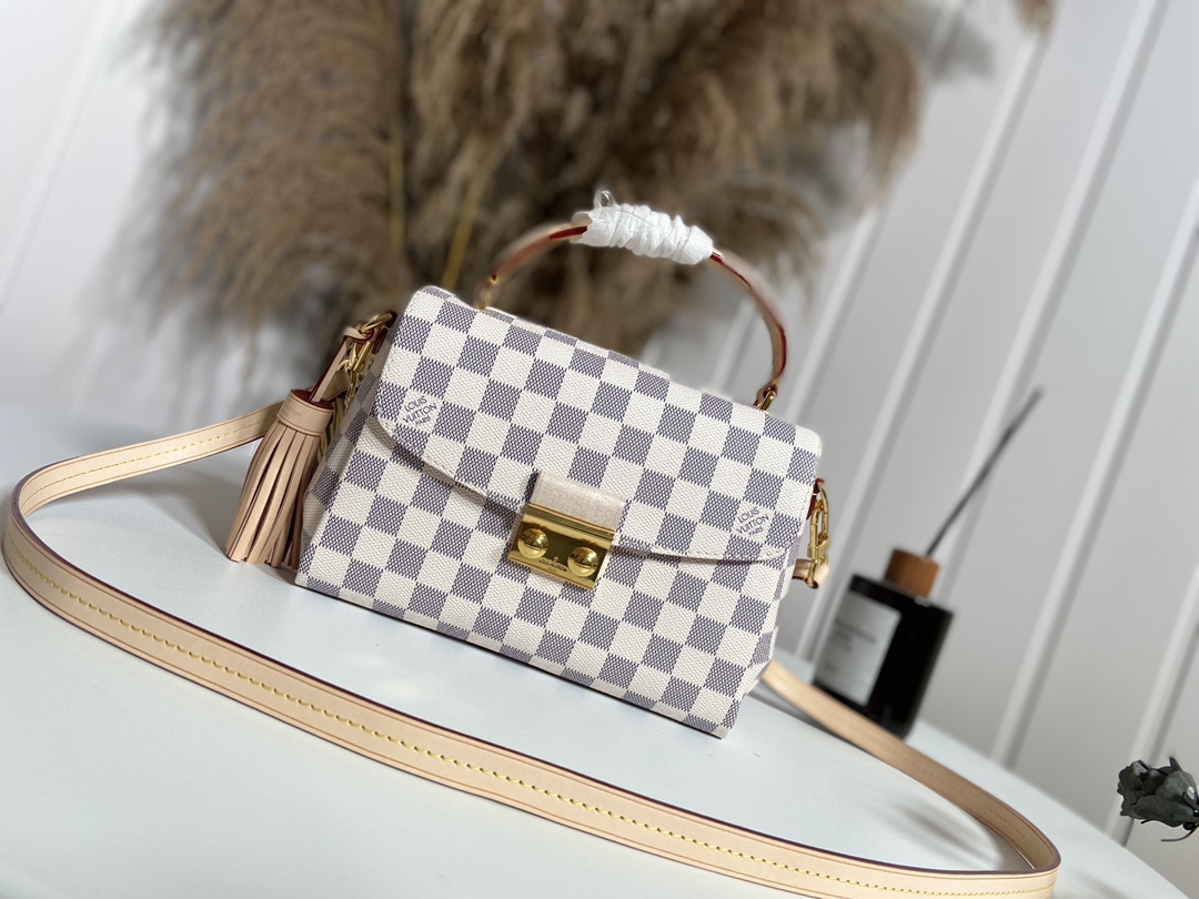 Louis Vuitton LV Croisette Bags Handbags Gold Damier Ebene Canvas Cowhide N41581
