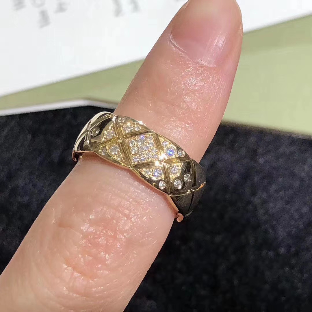 NO:102141,Coco diamond narrow version with diamond Seiko quality Gold Platinum Size 52#54#56#58#60#, Chanel ring, chanel, ring, gold19860909Coco菱格窄版带钻 精工品质 黄金 白金 尺寸52#54#56#58#60#,香奈儿戒指,chanel,ring,gold,Jewelry