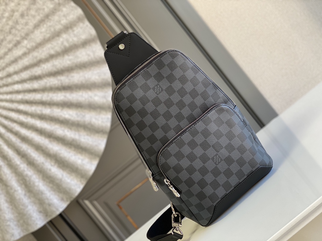 Louis Vuitton LV Avenue Crossbody & Shoulder Bags Silver Weave Damier Graphite Canvas Cowhide Fabric Casual N41719