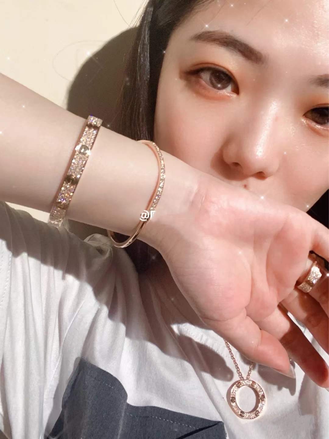 Cartier 满钻大饼项链 满天星戒指 满天星手镯