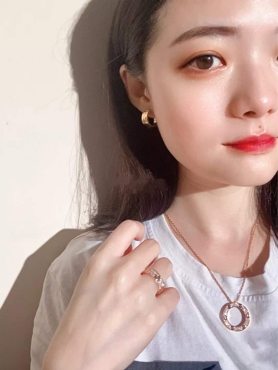 Cartier 满钻大饼项链 满天星戒指 满天星手镯