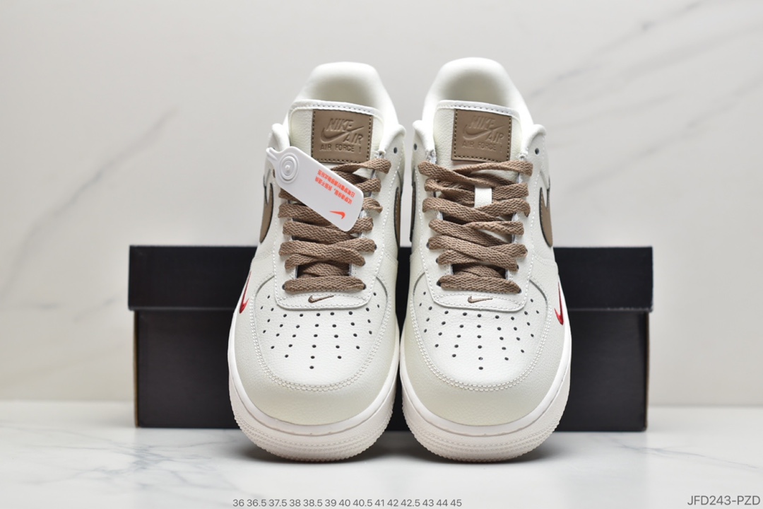 180 公司级耐克 Nike Air Force 1 Low ID 空军一号经典低帮“奶白浅褐勾”空军一号经典中帮百搭休闲运动板鞋货号：808788-996