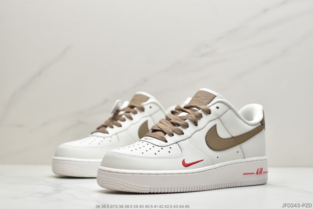 180 公司级耐克 Nike Air Force 1 Low ID 空军一号经典低帮“奶白浅褐勾”空军一号经典中帮百搭休闲运动板鞋货号：808788-996