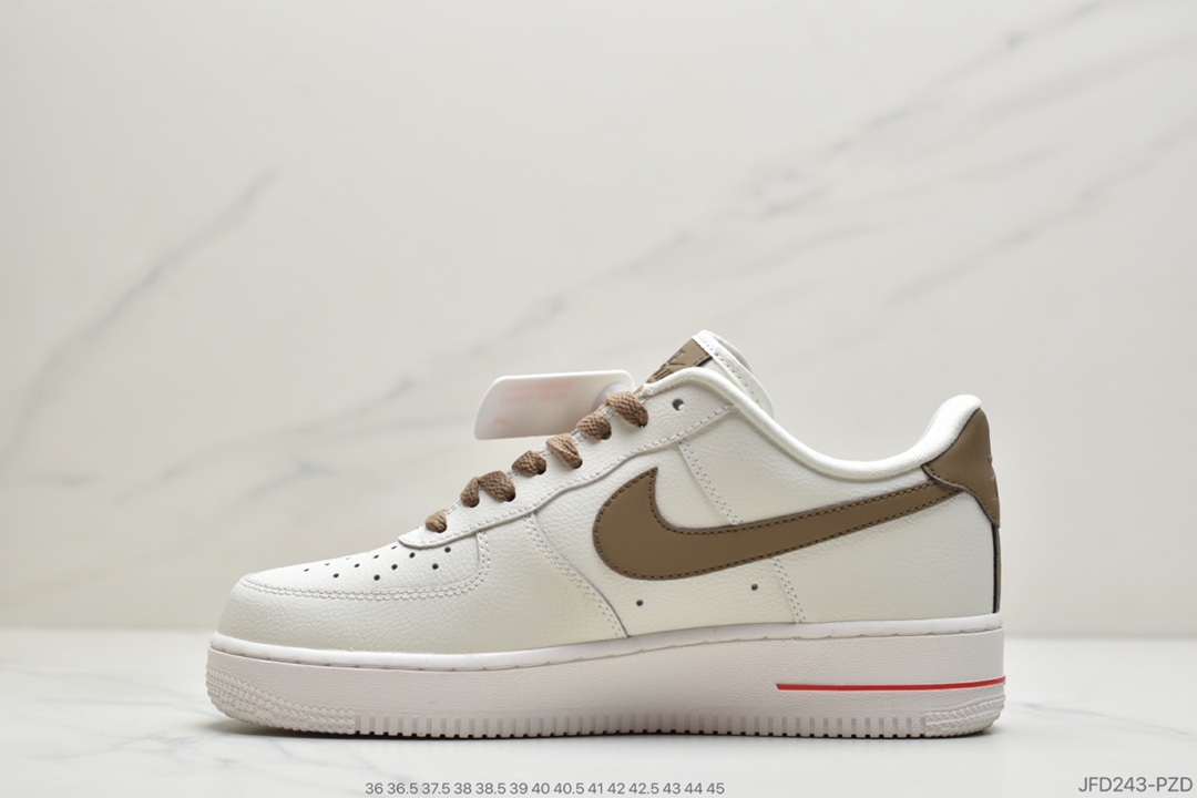 180 公司级耐克 Nike Air Force 1 Low ID 空军一号经典低帮“奶白浅褐勾”空军一号经典中帮百搭休闲运动板鞋货号：808788-996