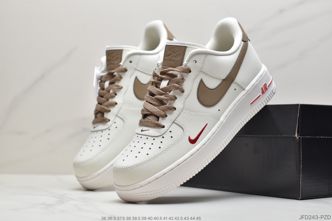 180 公司级耐克 Nike Air Force 1 Low ID 空军一号经典低帮“奶白浅褐勾”空军一号经典中帮百搭休闲运动板鞋货号：808788-996
