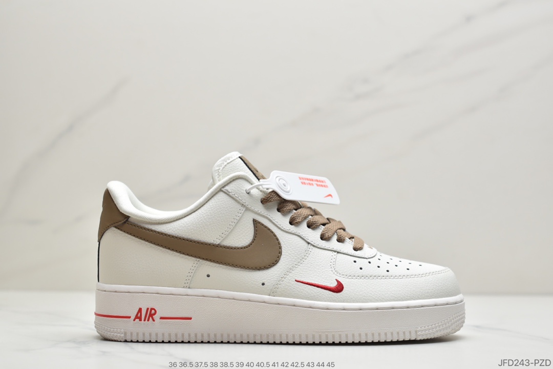 180 公司级耐克 Nike Air Force 1 Low ID 空军一号经典低帮“奶白浅褐勾”空军一号经典中帮百搭休闲运动板鞋货号：808788-996