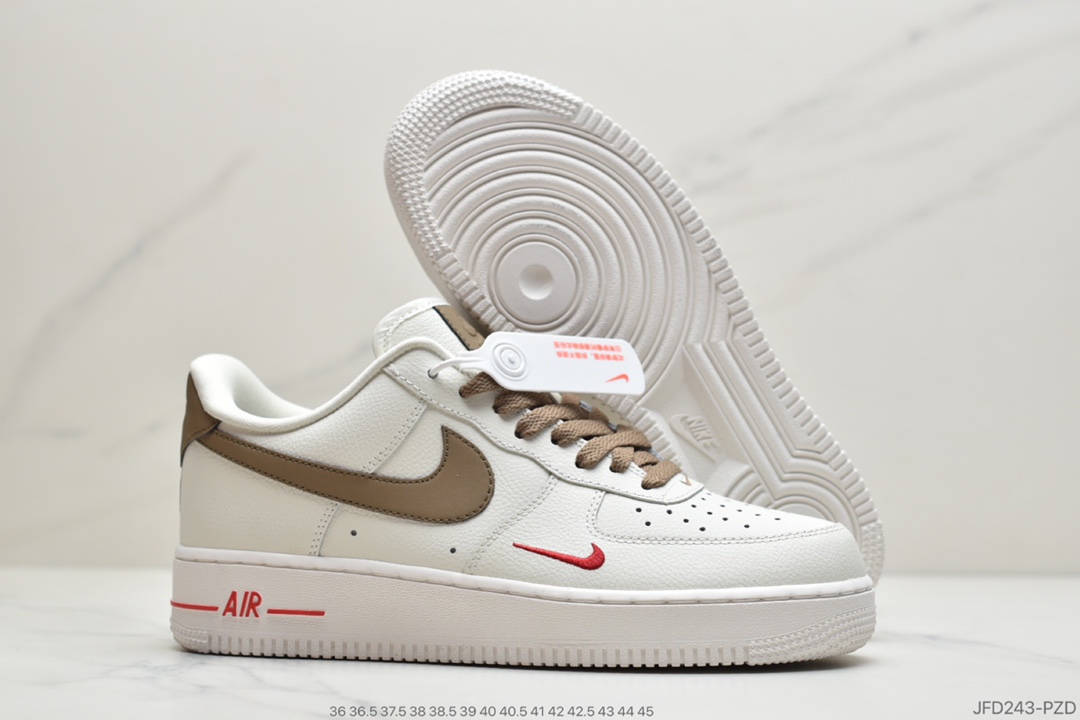 180 公司级耐克 Nike Air Force 1 Low ID 空军一号经典低帮“奶白浅褐勾”空军一号经典中帮百搭休闲运动板鞋货号：808788-996