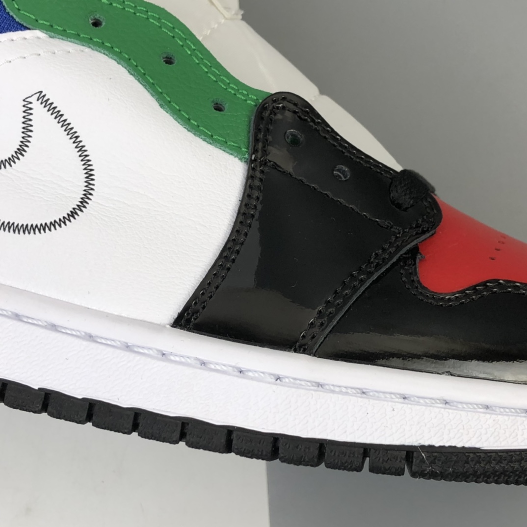 240 Air Jordan 1 Mid SE AJ1 乔1漆皮多色拼接 中帮百搭休闲运动板鞋 DB5454-001