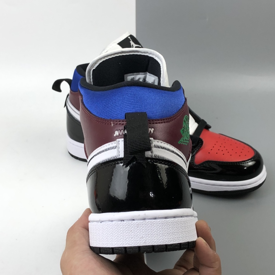 240 Air Jordan 1 Mid SE AJ1 乔1漆皮多色拼接 中帮百搭休闲运动板鞋 DB5454-001