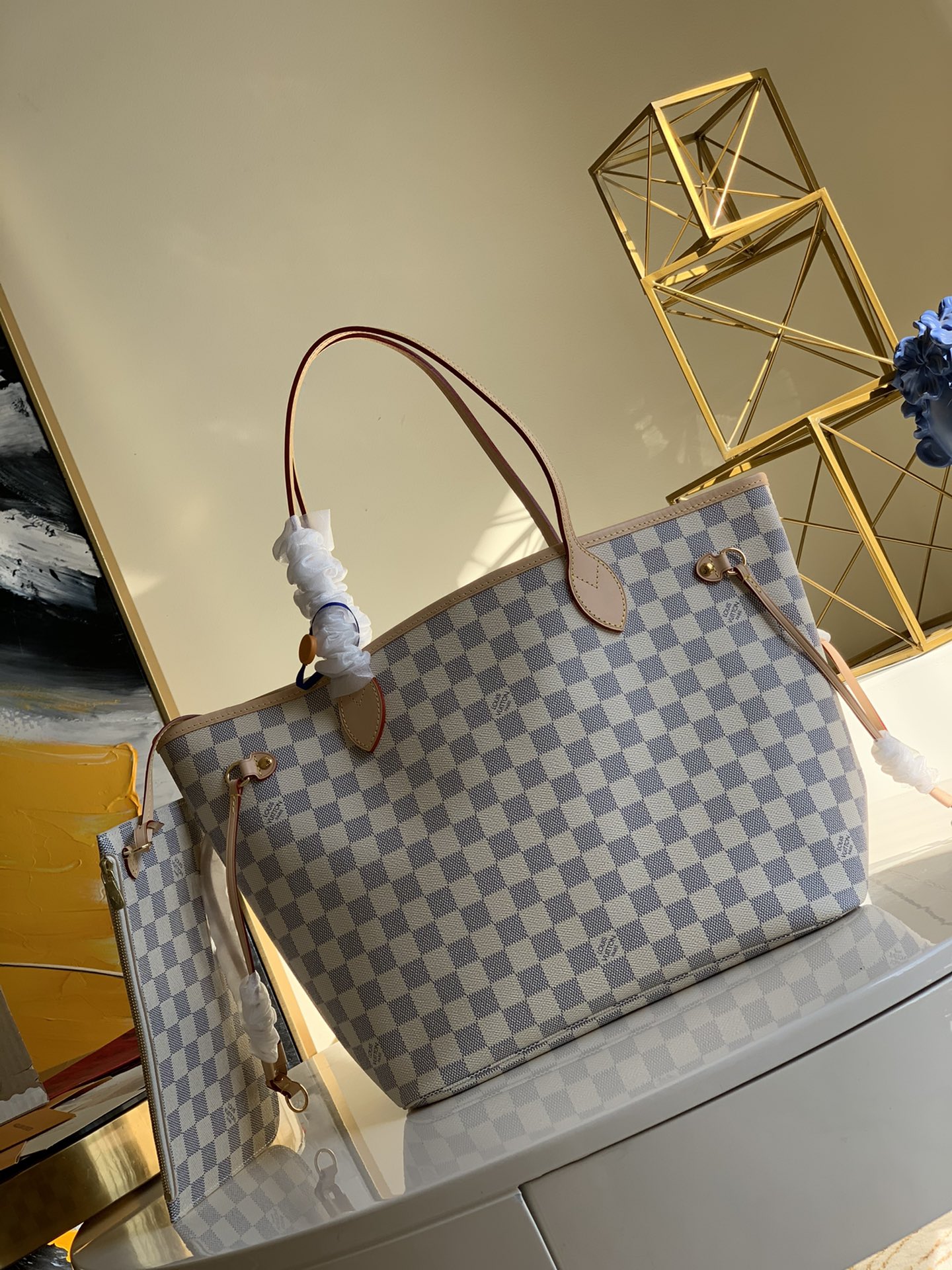Louis Vuitton LV Neverfull Handbags Tote Bags Canvas Fabric Vintage N41361
