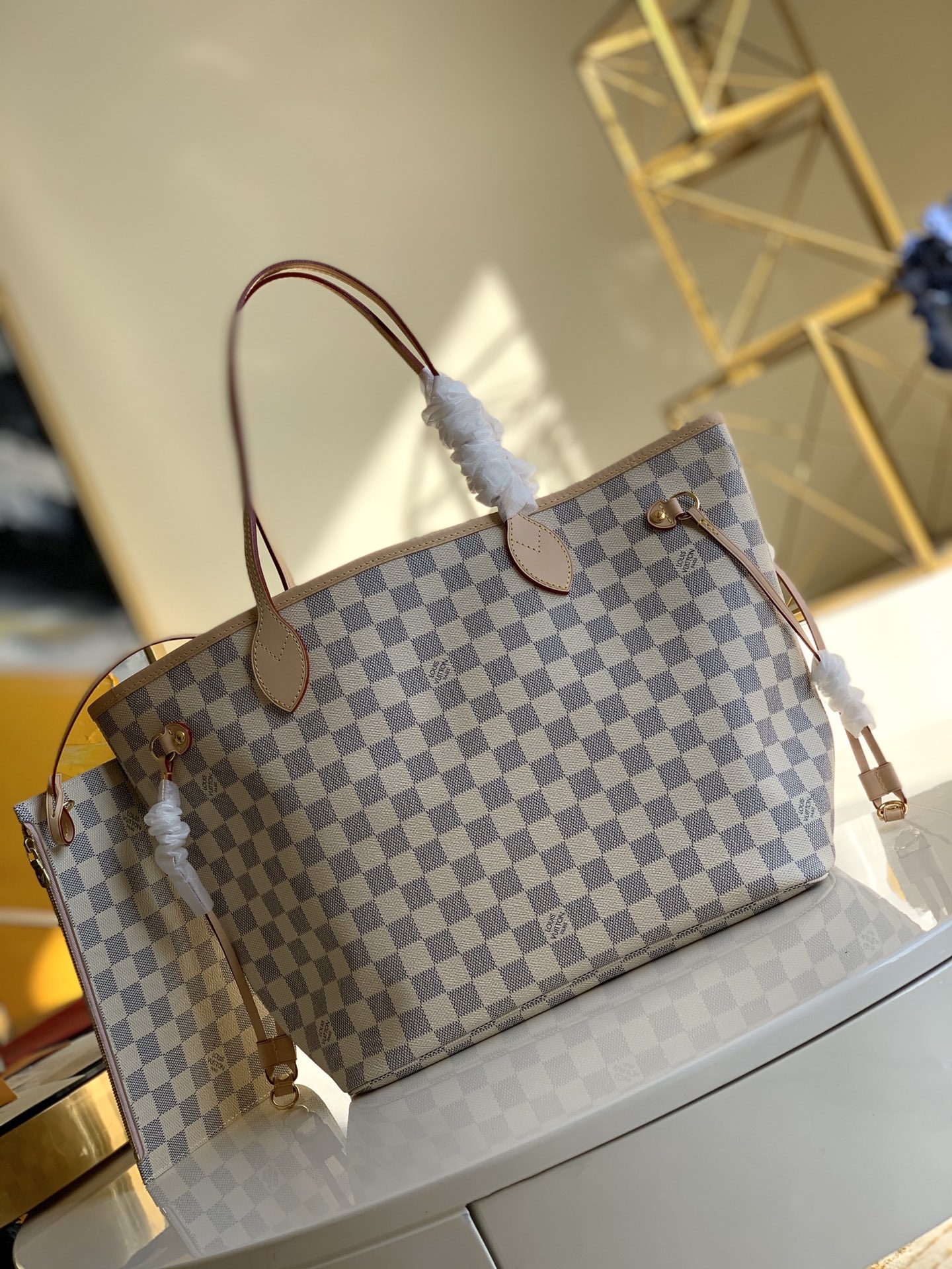 Louis Vuitton LV Neverfull Handbags Tote Bags Canvas Fabric Vintage N41605