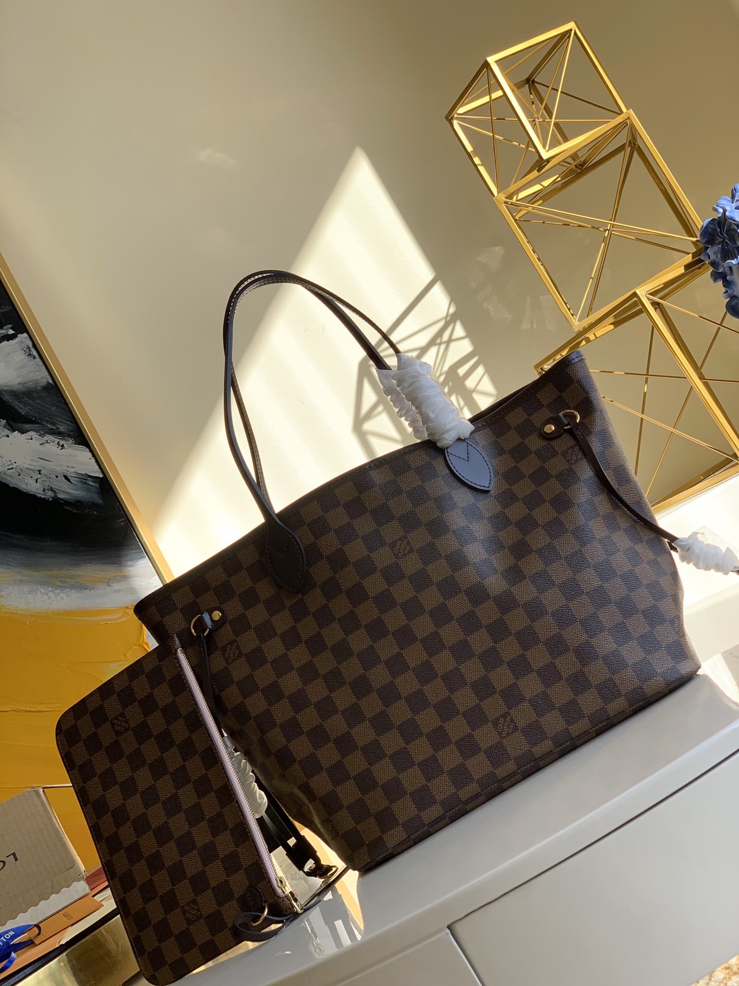Louis Vuitton LV Neverfull Handbags Tote Bags Canvas Fabric Vintage N41603