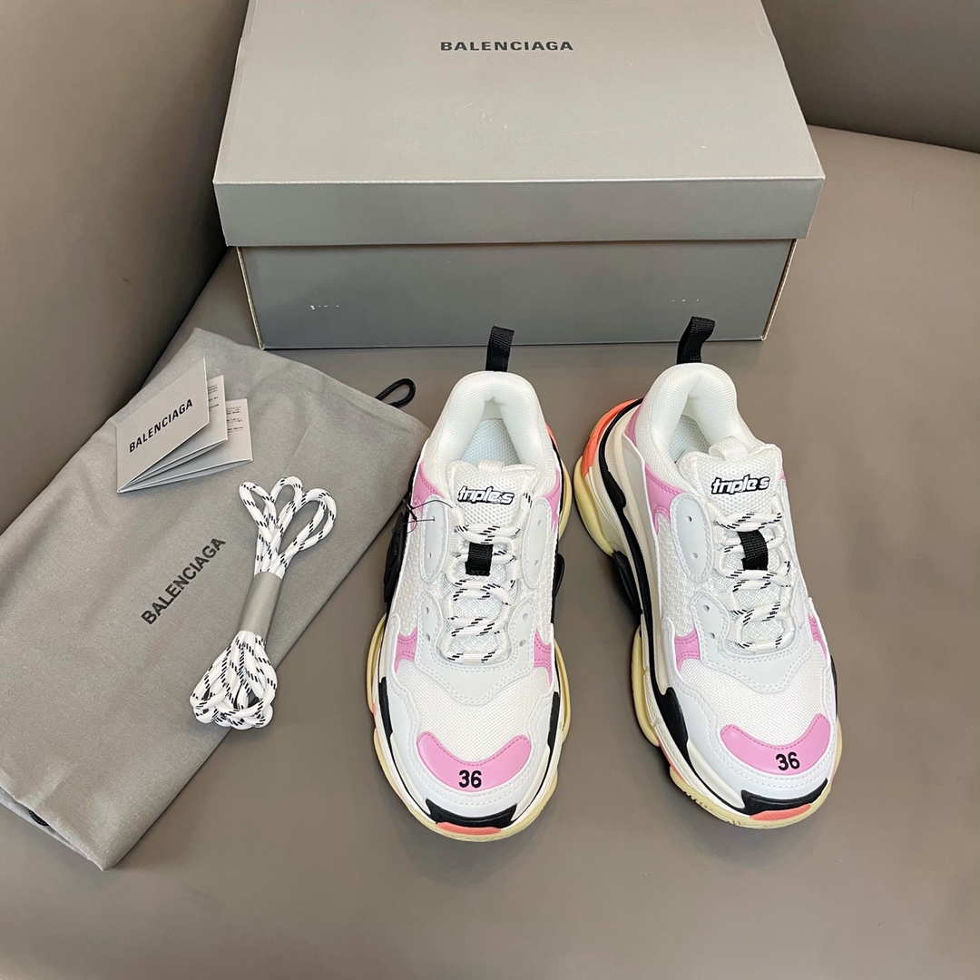 Balenciaga blanco y rosa · Balenciaga 2021ss nuevo color triles zapatos deportivos para papá con suela gruesa y realce …