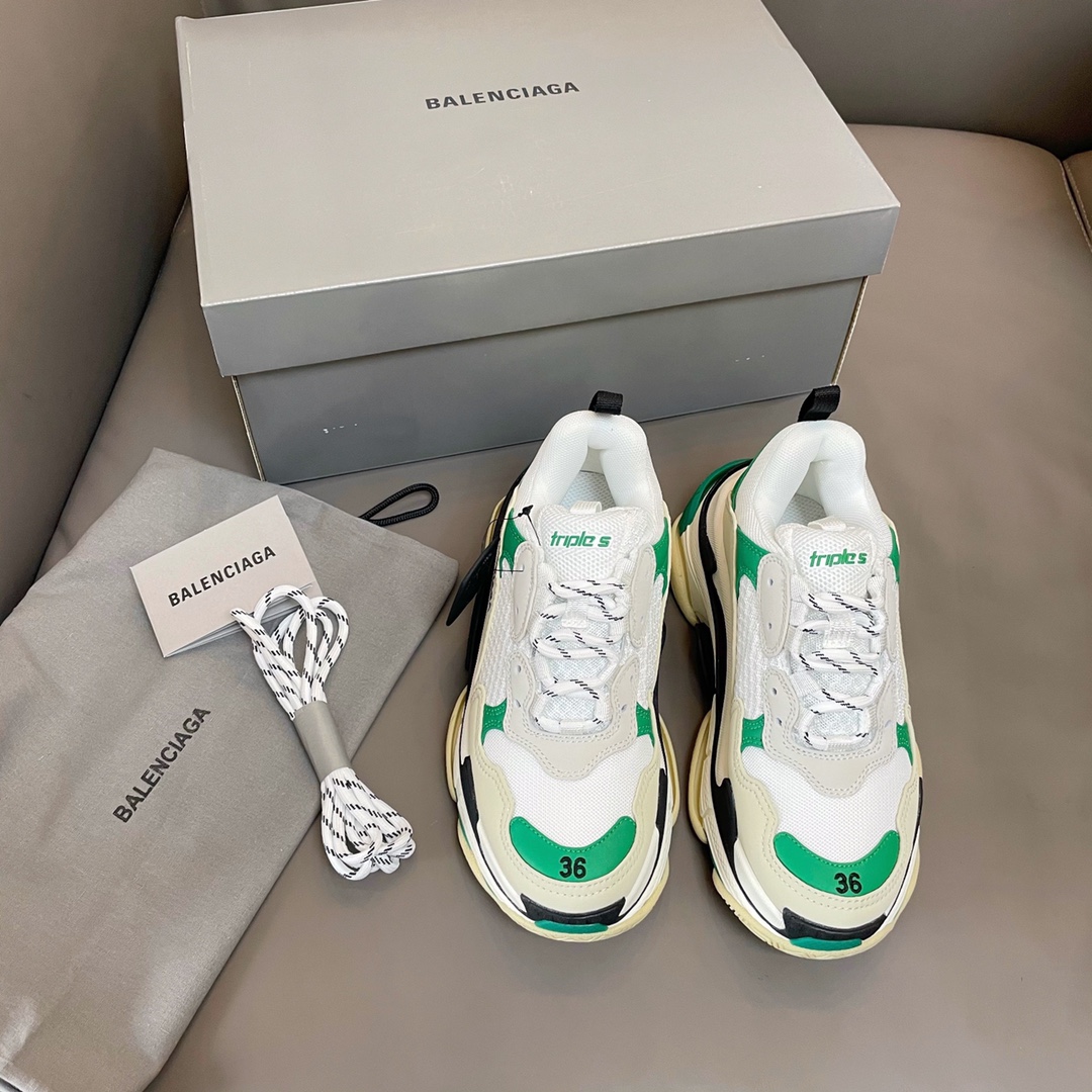 Balenciaga blanco y verde · Balenciaga 2021ss nuevo nuevo color triles zapatos deportivos para papá con suela gruesa y …