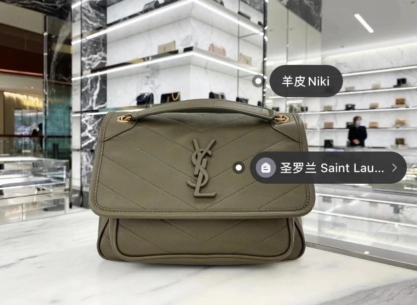Saint laurent Ysl 𝑵𝒊𝒌𝒊 𝑳𝒂𝒎𝒃 22CM 小羊皮邮差包 533037/橄榄绿