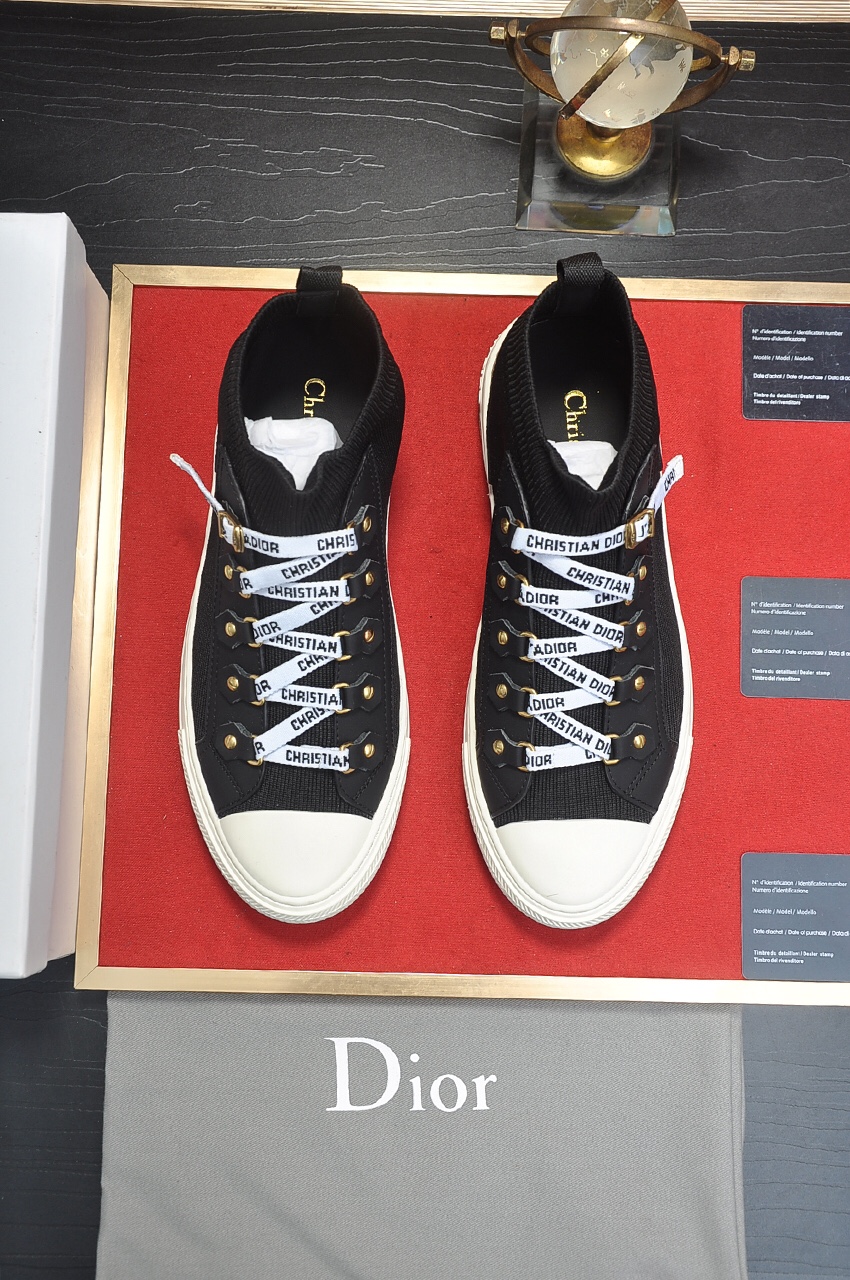 Dior Casual Shoes White Embroidery Unisex Women Men Cotton Cowhide Rubber Sheepskin Casual