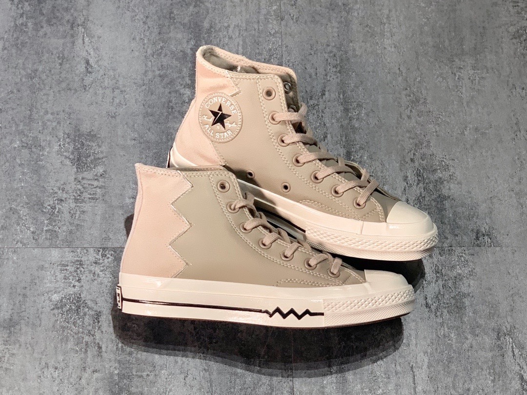 补货出160 疯狂打Call 小红书爆款个性与百搭兼具 Converse VLGT Leather and Suede Chunk 70s 皮革麂皮拼接 岩石灰 高帮硫化帆布鞋