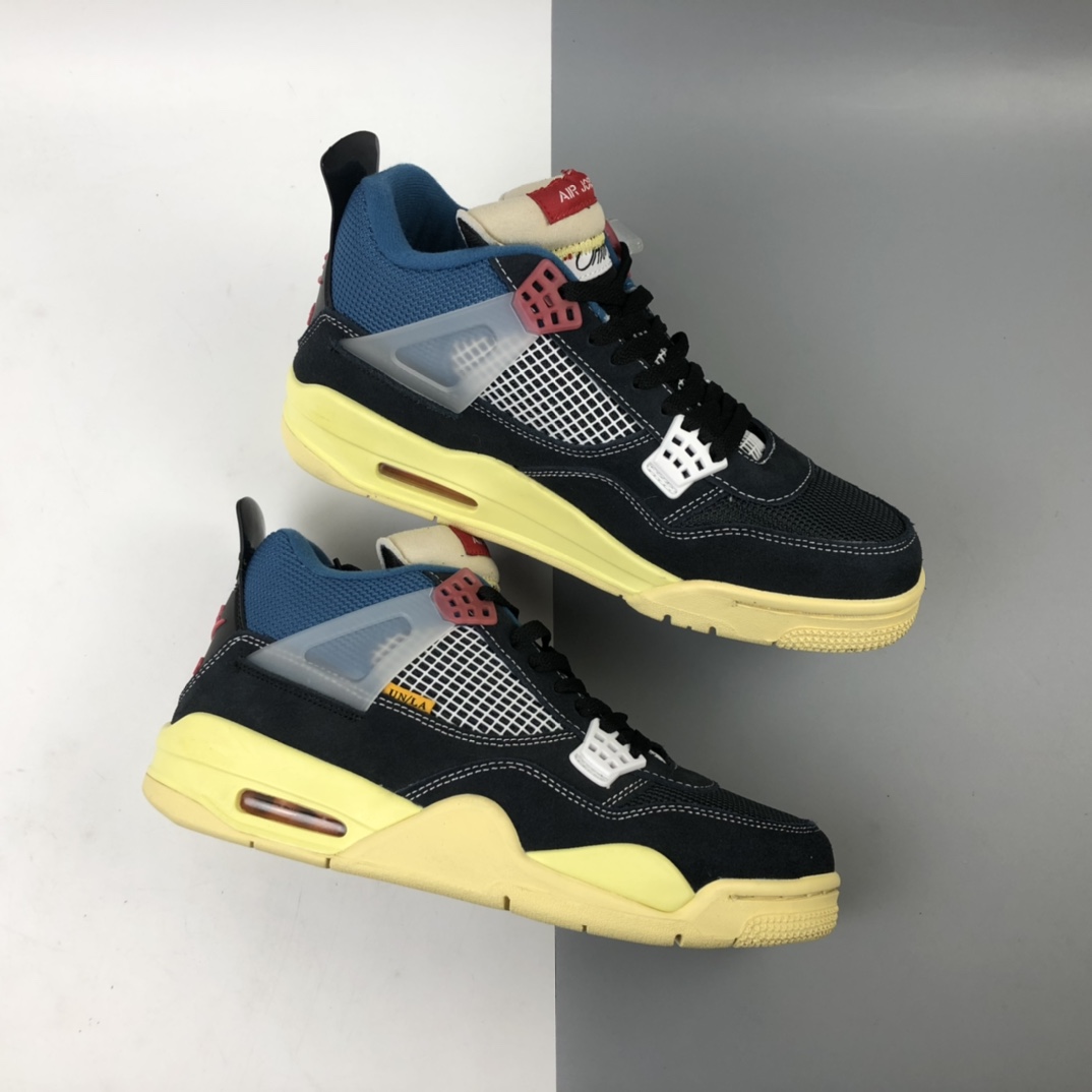 220 洛杉矶知名店铺Union LA x  Air Jordan 4 Retro SP”Off Noir”迈克尔·乔丹AJ4代中帮复古休闲运动文化篮球鞋“骑士黑蓝红棕黄”DC9533-001