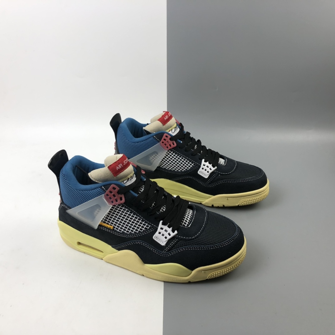 220 洛杉矶知名店铺Union LA x  Air Jordan 4 Retro SP”Off Noir”迈克尔·乔丹AJ4代中帮复古休闲运动文化篮球鞋“骑士黑蓝红棕黄”DC9533-001