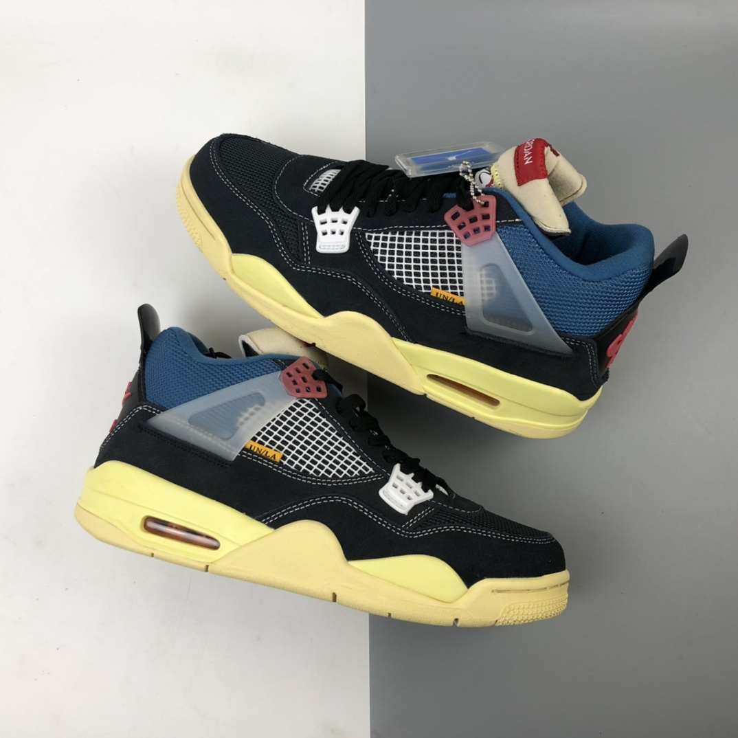 220 洛杉矶知名店铺Union LA x  Air Jordan 4 Retro SP”Off Noir”迈克尔·乔丹AJ4代中帮复古休闲运动文化篮球鞋“骑士黑蓝红棕黄”DC9533-001