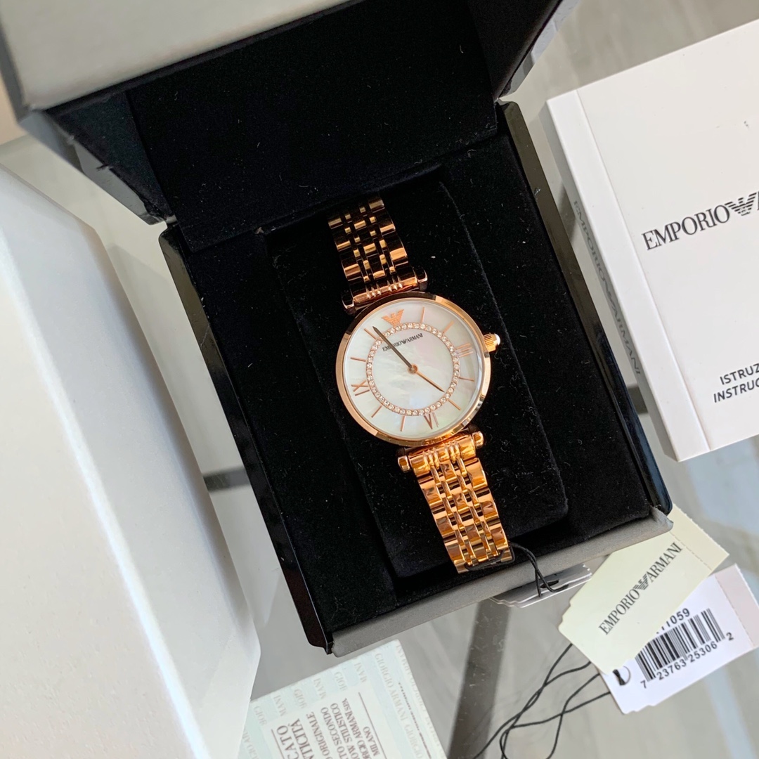 Mercancías de canal especial, reloj original ARMANI para mujer, modelo: AR1909, lujo ligero y elegancia. Colo…