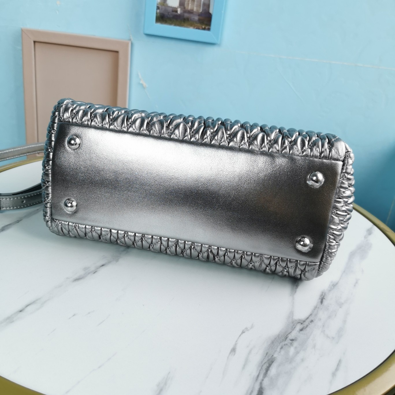 MIUMIU缪缪顶级进口CIoquel软羊皮新款水晶链钻包5BA067