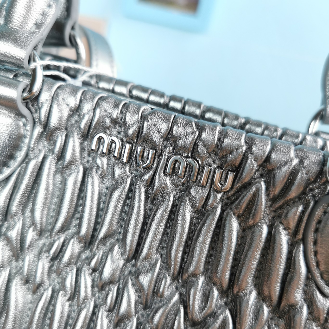 MIUMIU缪缪顶级进口CIoquel软羊皮新款水晶链钻包5BA067