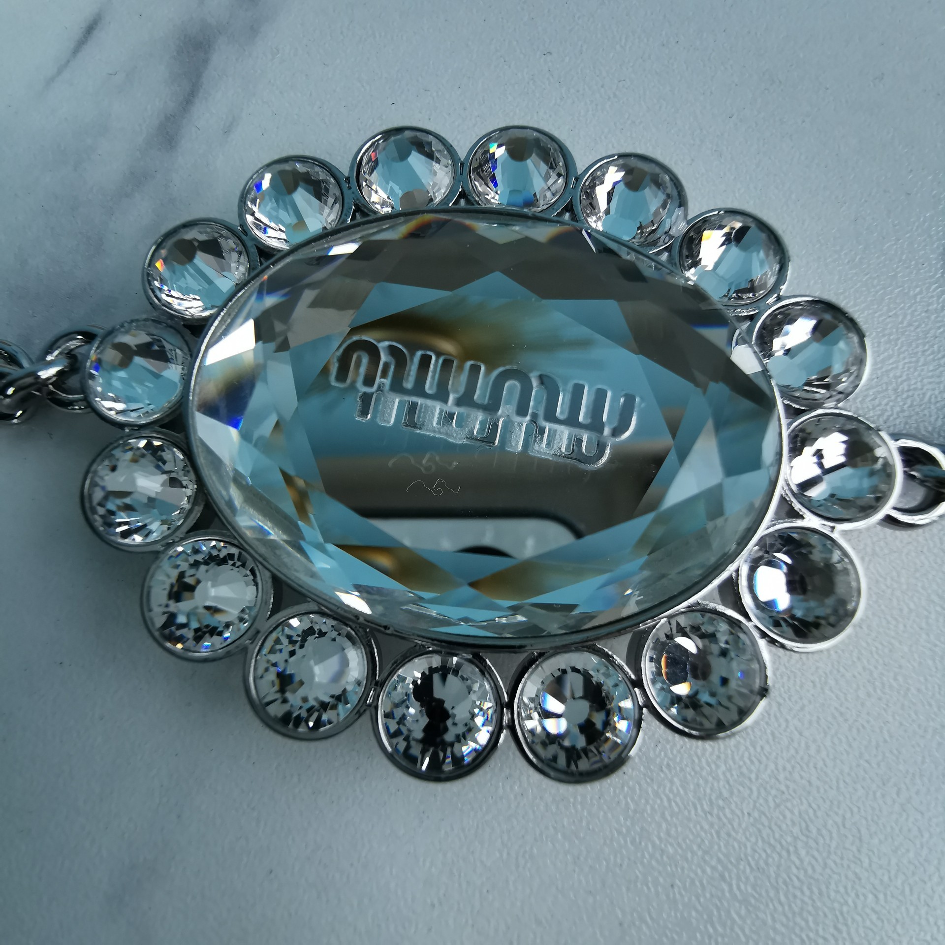 MIUMIU缪缪顶级进口CIoquel软羊皮新款水晶链钻包5BA067