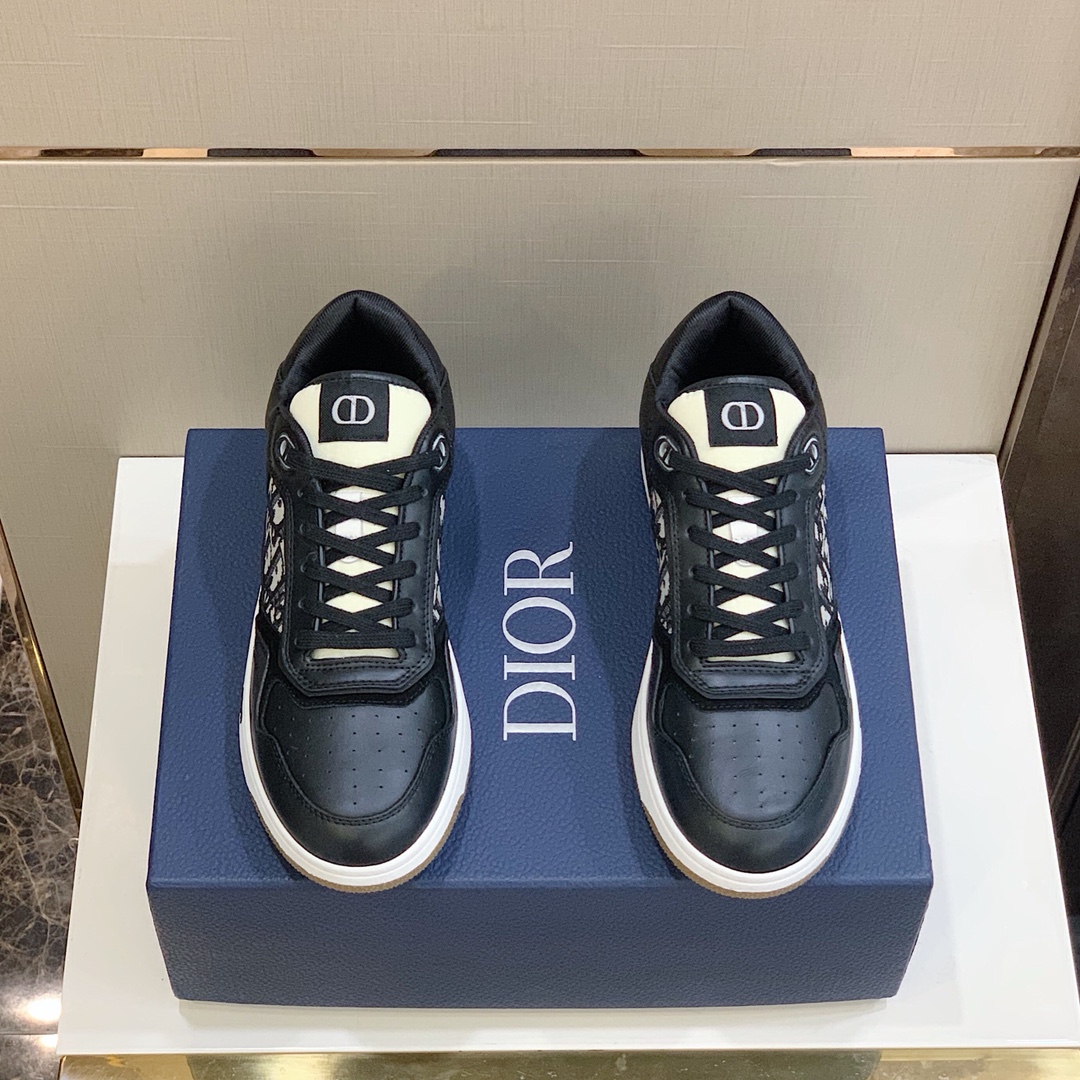 Dior Chaussures De Sport Imprimé Cuir de vache Tissu Caoutchouc Lcon Hauts hauts